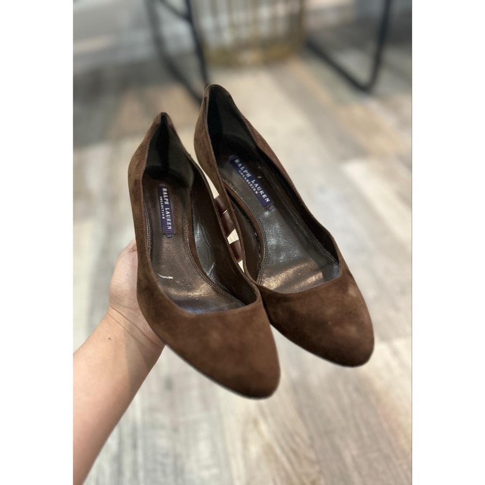 Ralph Lauren Purple Label Brown Suede Pointed-Toe Heels